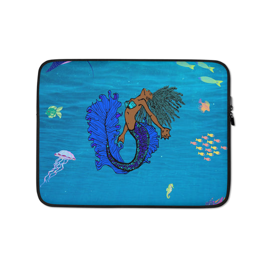 Blue Mermaid Under Sea Laptop Sleeve